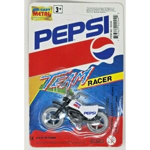 Vintage 1993 Golden Wheel Pepsi Team Racer Die-Cast Dirt Bike Motorcycle HW16